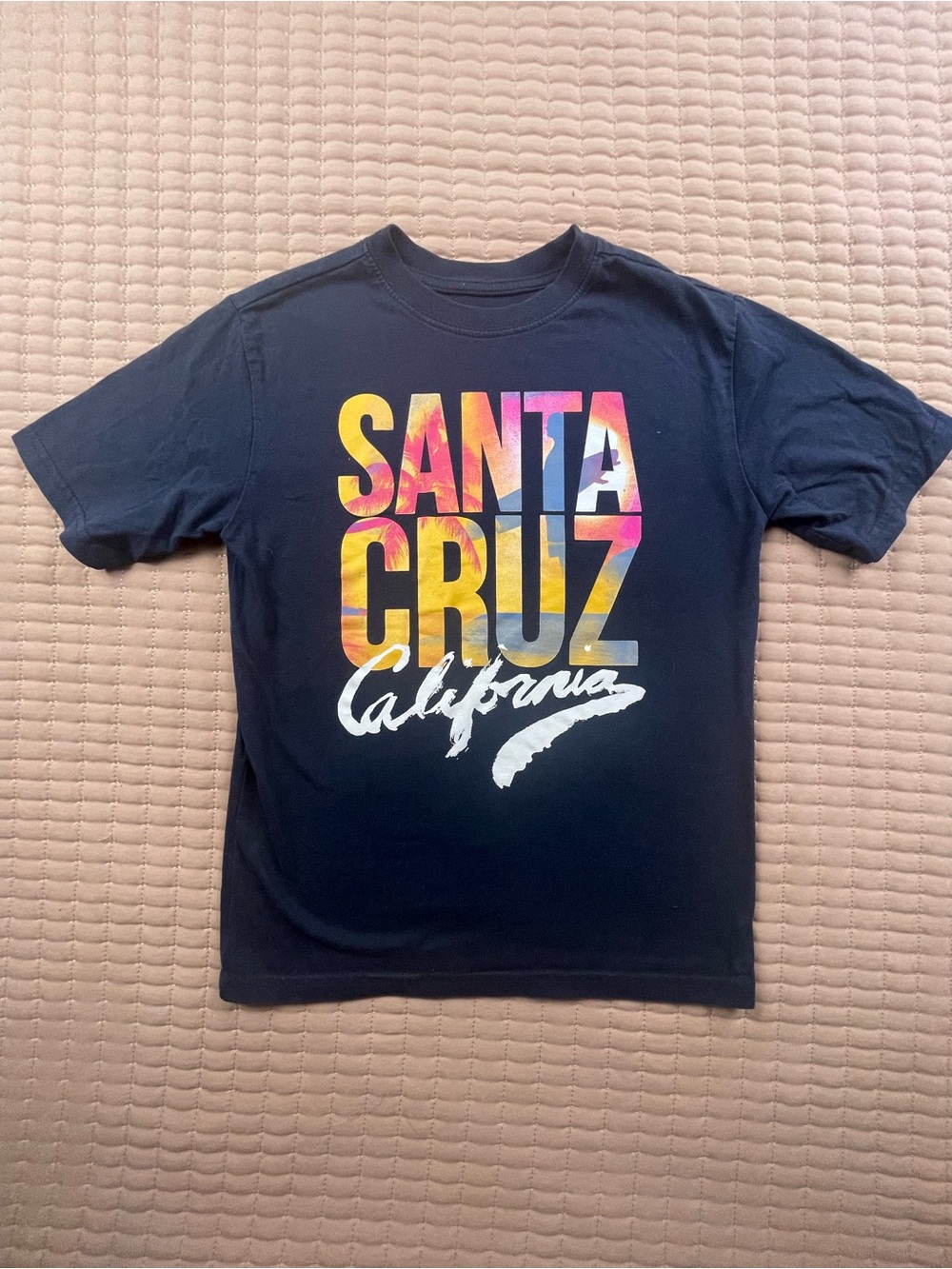 Santa Cruz California Graphic Tee - Black with Sunset Letters YOUTH GIRL’S Large